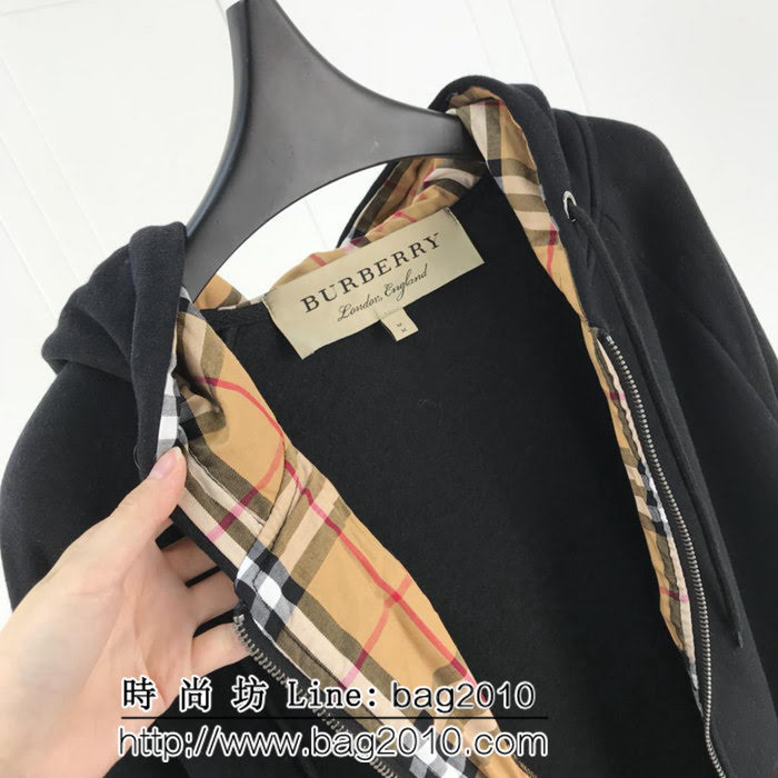 BURBERRY巴寶莉 18秋冬新款帽衫 定制格子裏布內襯拼接帽子 原版五金拉鏈 高版本情侶款 ydi2571
